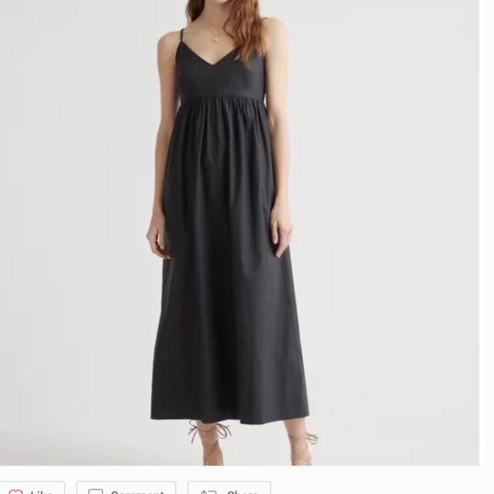 Quince 100% Organic Cotton Sleeveless Maxi Dress Black Size Medium